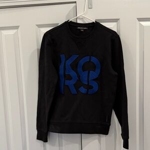 Michael Kors Black Crewneck Sweater with Blue Detailing